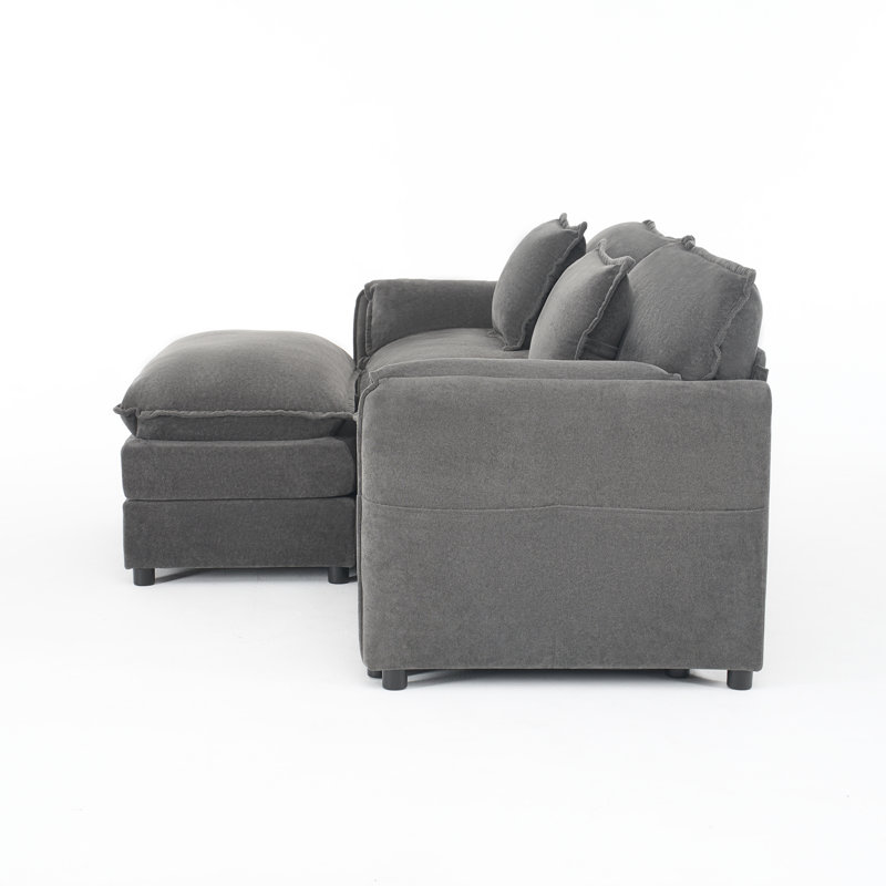 Canapés en chenille gris spacieux, modulaire moelleux moderne pour la maison et le bureau
