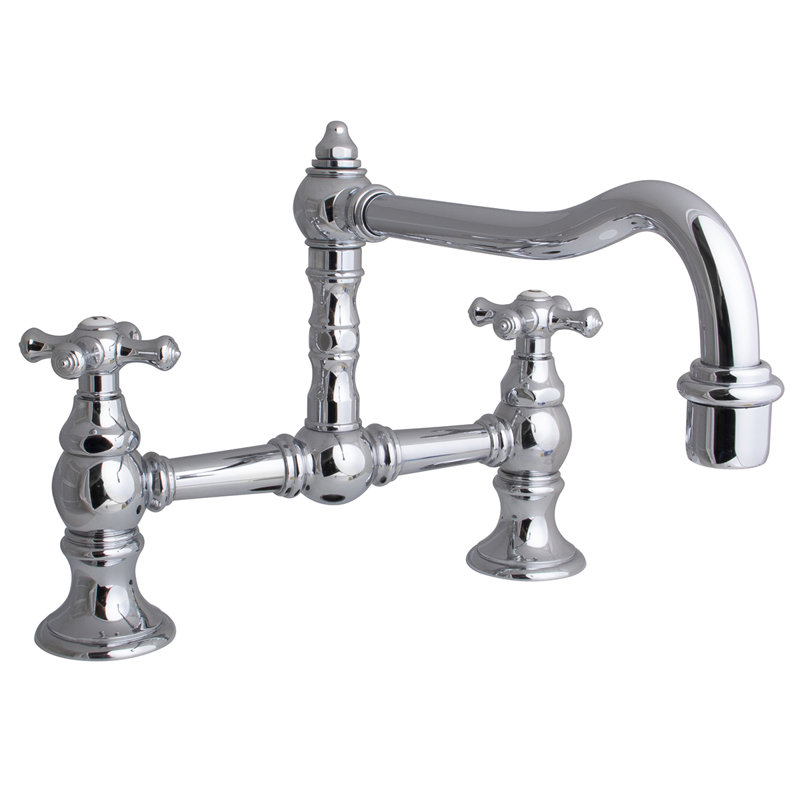 Proper Double Handle Kitchen Faucet, Polished Chrome
