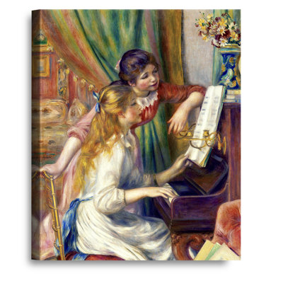 Reproduction de peinture, "Impression sur toile", "Les filles au piano" par Pierre-Auguste Renoir