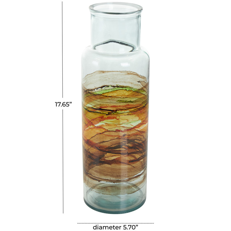 Vase décoratif abstrait en verre recyclé Donsha, Clair, H 17,65 po x l 5,7 po x P 5,75 po