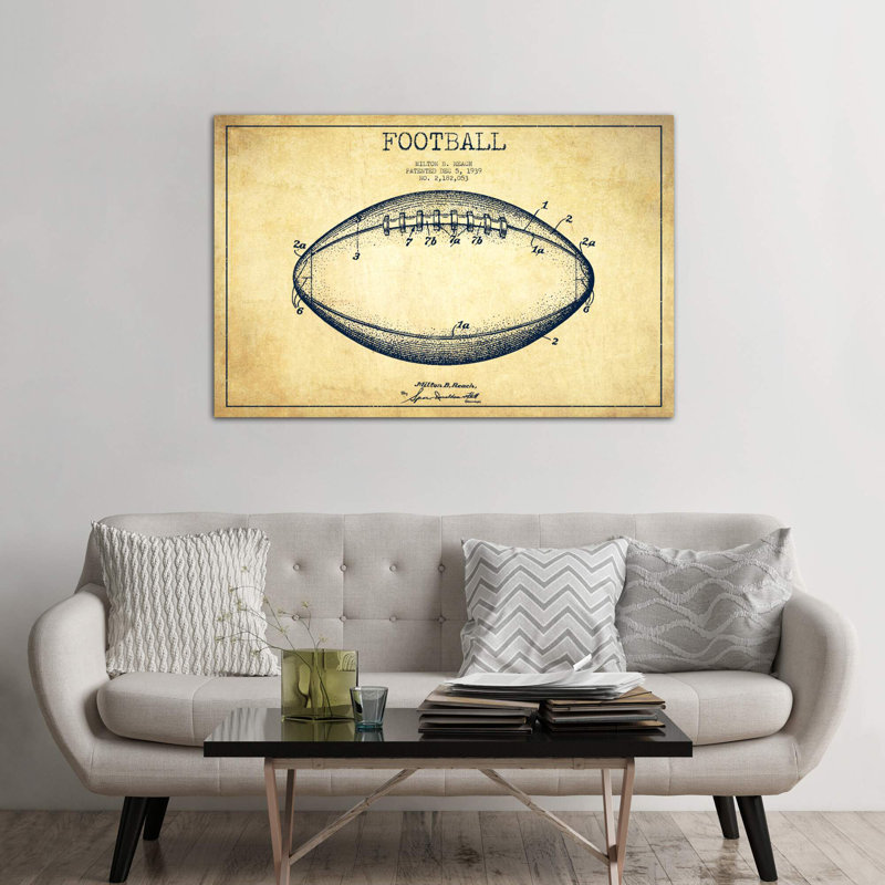 Football Vintage Patent Blueprint by Aged Pixel - Wrapped Canvas Print, 101.6 cm H x 66.04 cm W x 3.175 cm D