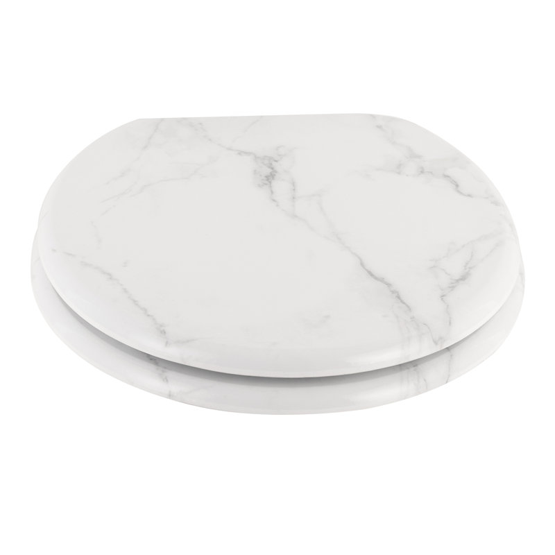 East Urban Home Premium Toilet Seat Toilet Seat With Soft Close, MDF Wood Core, Softclose Hinge, Antibacterial, Design Decor