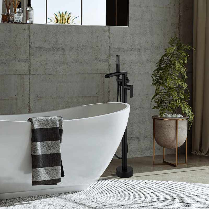 1 Handle Bathroom Waterfall Faucet with Diverter, Matt Black