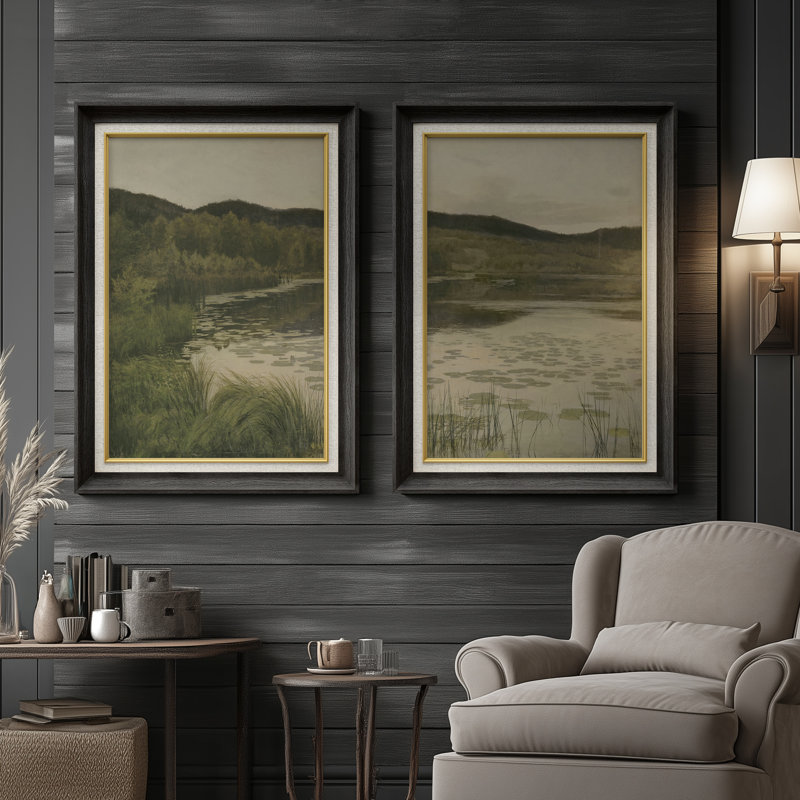 Ensemble de 2 œuvres d'art encadrées de qualité supérieure sur toile de qualité supérieure avec cadre de 26 po x 36 po, Noir