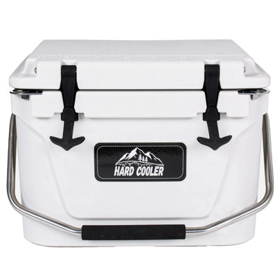 White 20 Qt Under Seat Cooler, Impact Resistant With Cup Holders For Tailgating & Camping