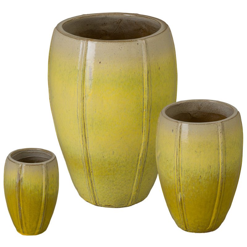 TALL CREST PLANTERS, SNOW 10.25; 15.75; 26"H, Yellow