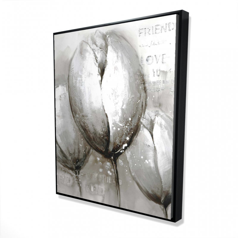 Three White Tulips Print On Canvas