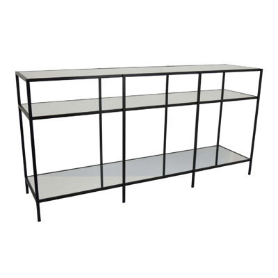 Support pour plante Woly, 2 tablettes en verre, métal industriel de 59 pouces