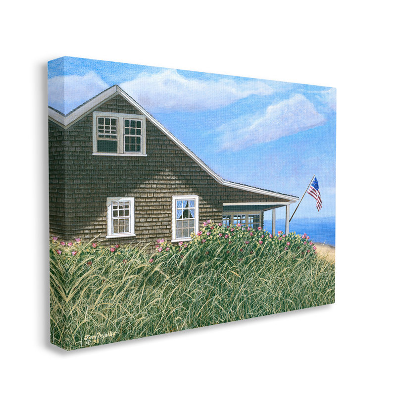 «Cape House with Flag», art mural sur toile par Tom Mielko, H 36 po x l 48 po