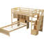 Lit simple au-dessus d'un lit mezzanine avec compartiments de rangement et conception robuste et naturelle en bois massif-1761443310