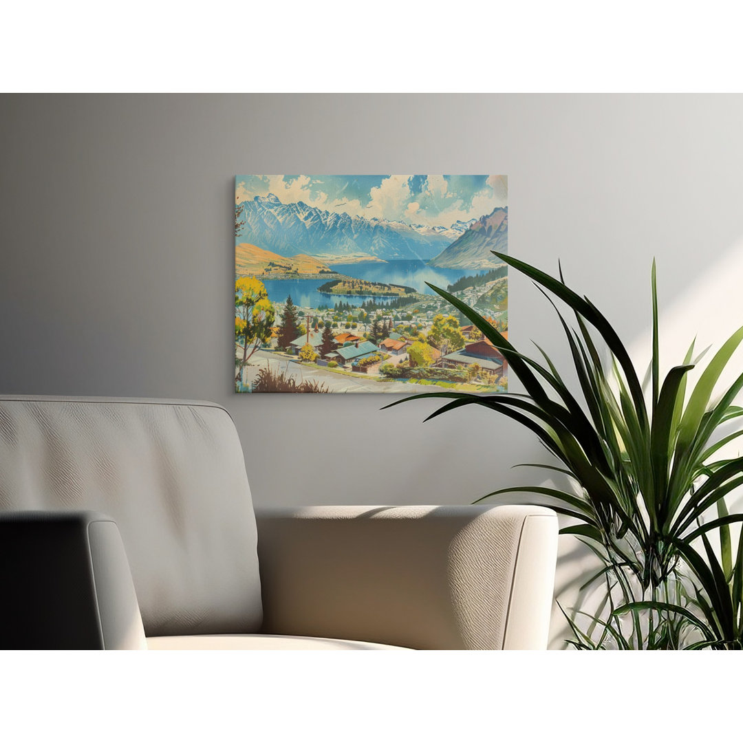 Queenstown New Zealand Canvas Wall Art, Gallery Wrapped Matte Print, Ready to Hang, Archival Quality, Mountain Lake Landscape