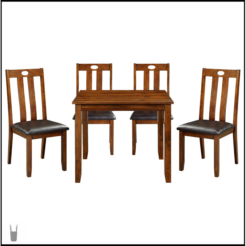 Brown Finish 5Pc Dining Set With Upholstered Seats, Sturdy Wooden Construction For Modern And Traditional Homes