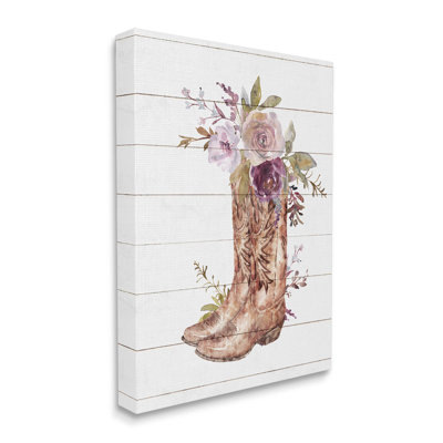 " Country Cowboy Boots Flower Bouquet " by Nina Blue Painting Print
