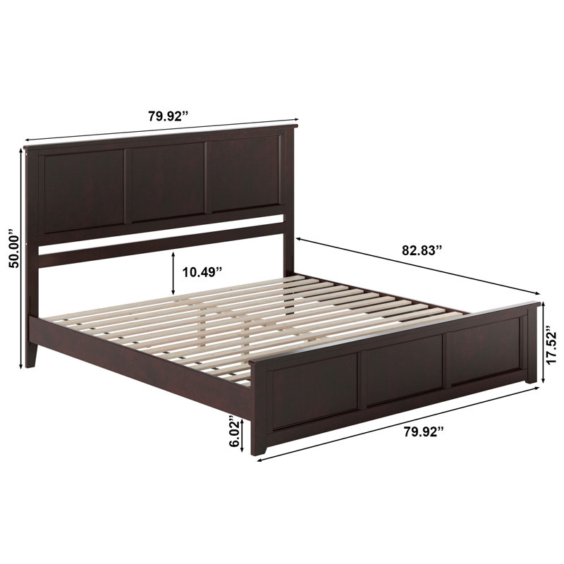 Lit bas en bois massif Patillo avec pied de lit assorti, Espresso, King