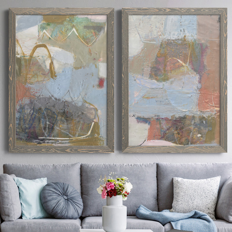 Toile encadrée Minim I Premium - prête à être accrochée, H 37,5 po x l 55 po x P 1,5 po, Encadré gris