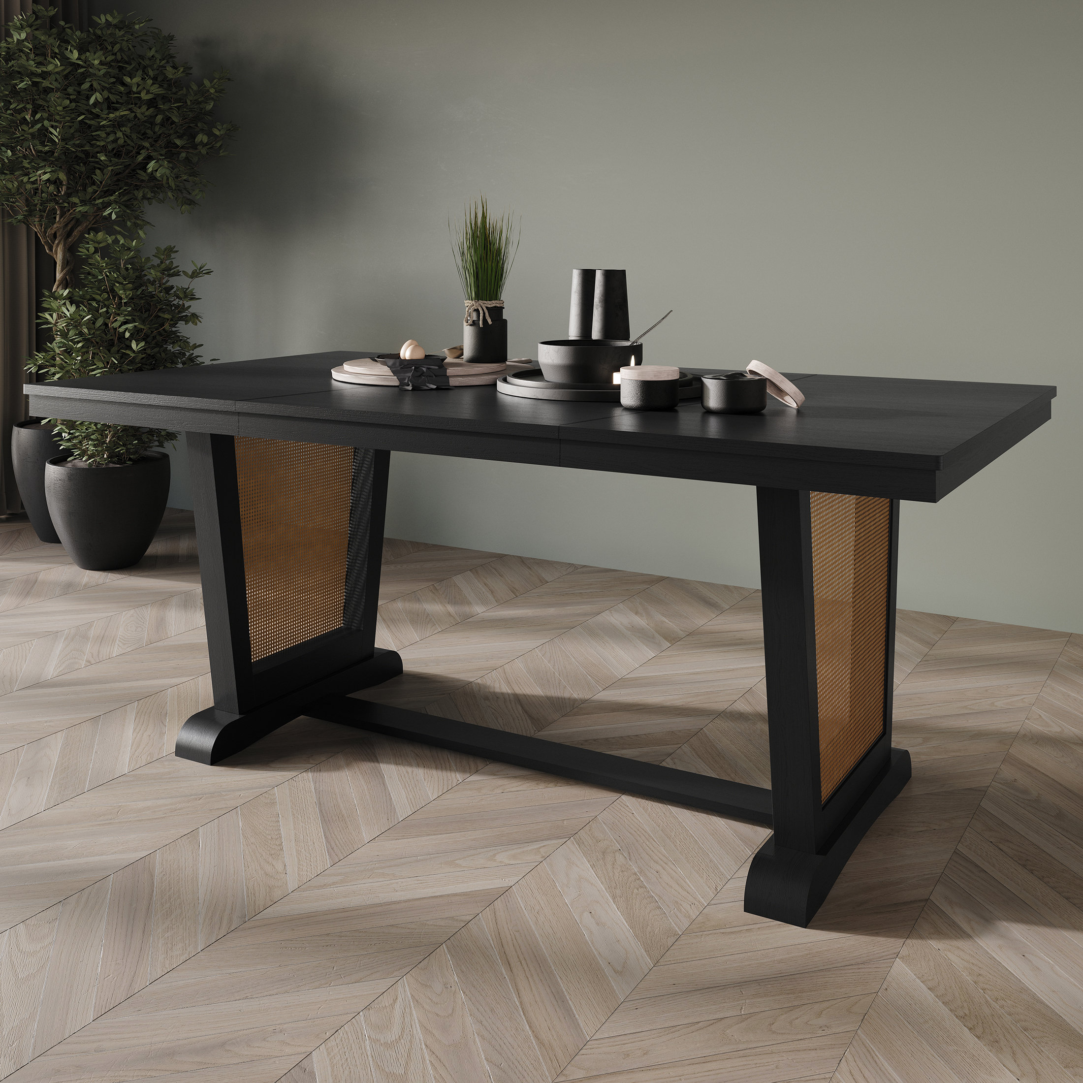 Winston Porter 66'' L Dining Table in Black - Wayfair Canada