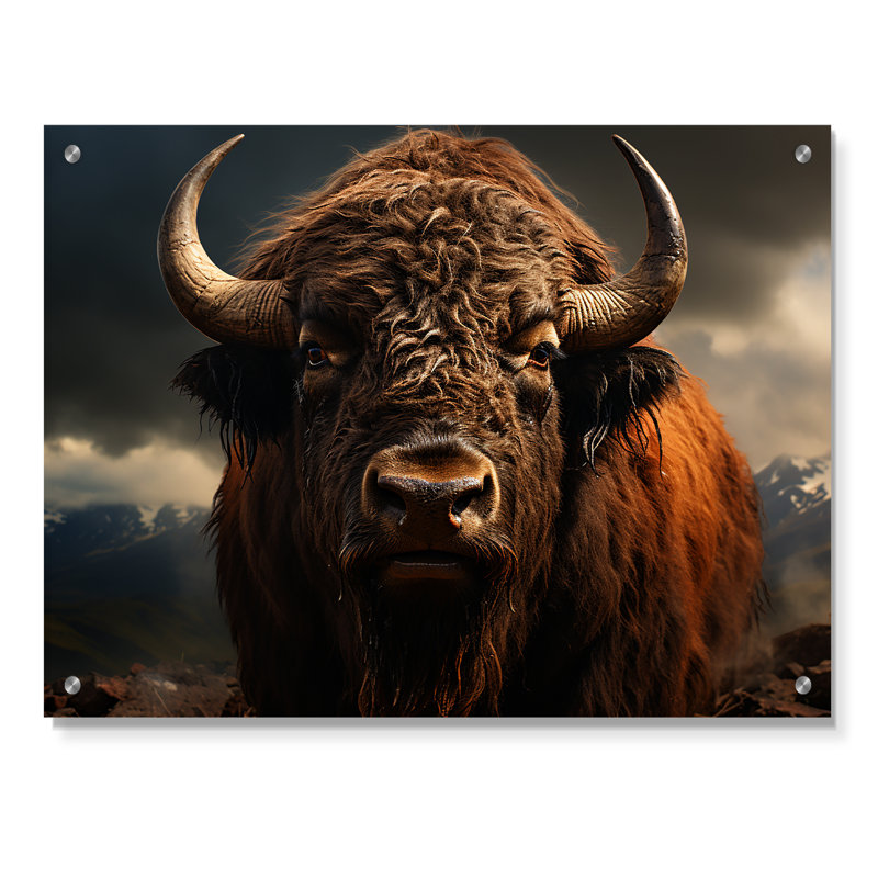 Buffalo Portrait - Décoration murale en acrylique Bison, H 12 po x l 20 po