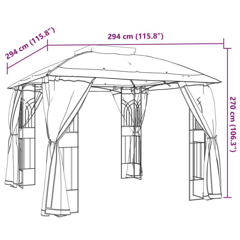 Cascia Powder Coated Steel Gazebo, Taupe