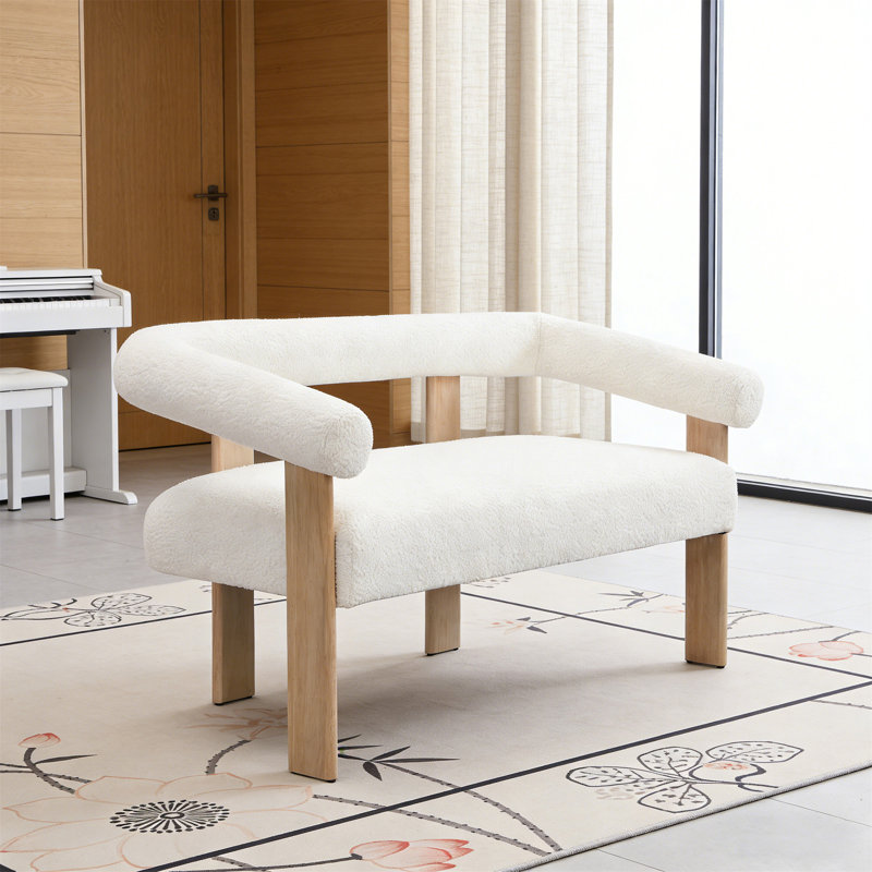 Causeuse ronde avec accoudoirs, Beige