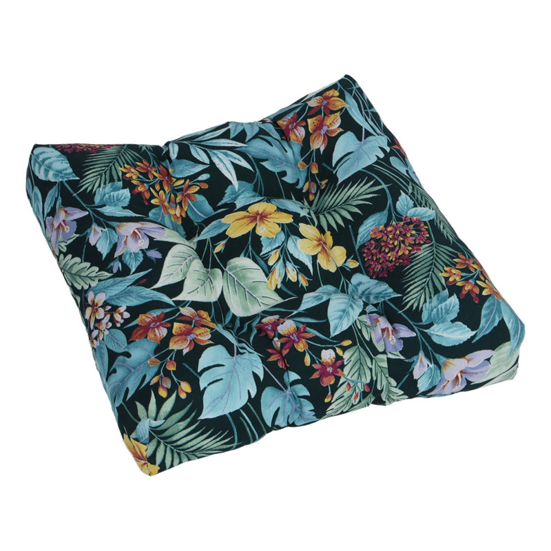 Coussins de chaise de salle à manger 19 pouces carrés (ensemble de 2), Bleu / vert / floral sarcelle Carena