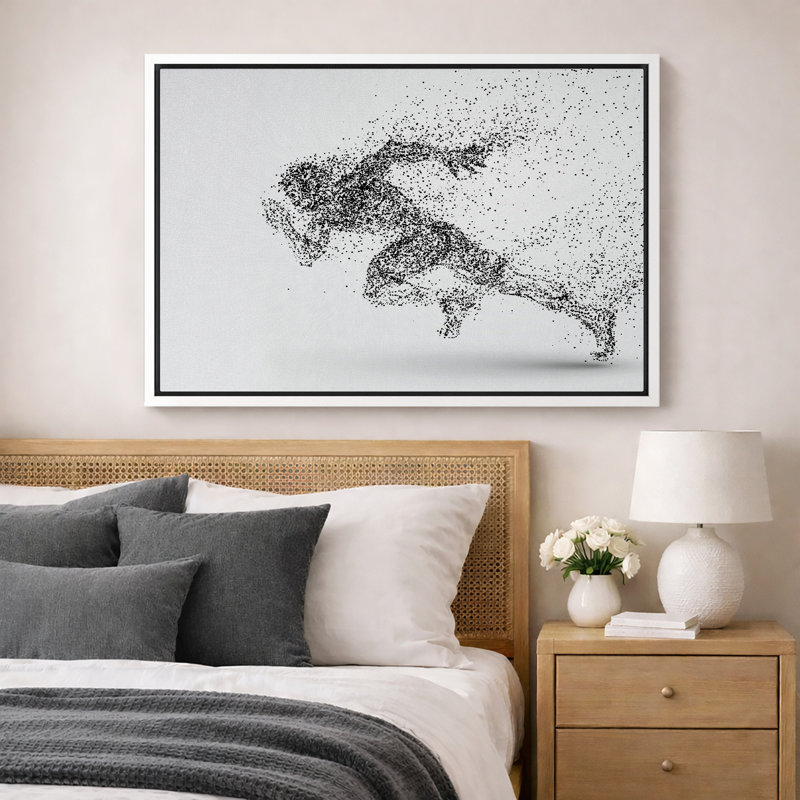 Sport «Explosion de points noirs et blancs, œuvres d'art de chemin de fer abstrait, grande impression numérique sur toile giclée»