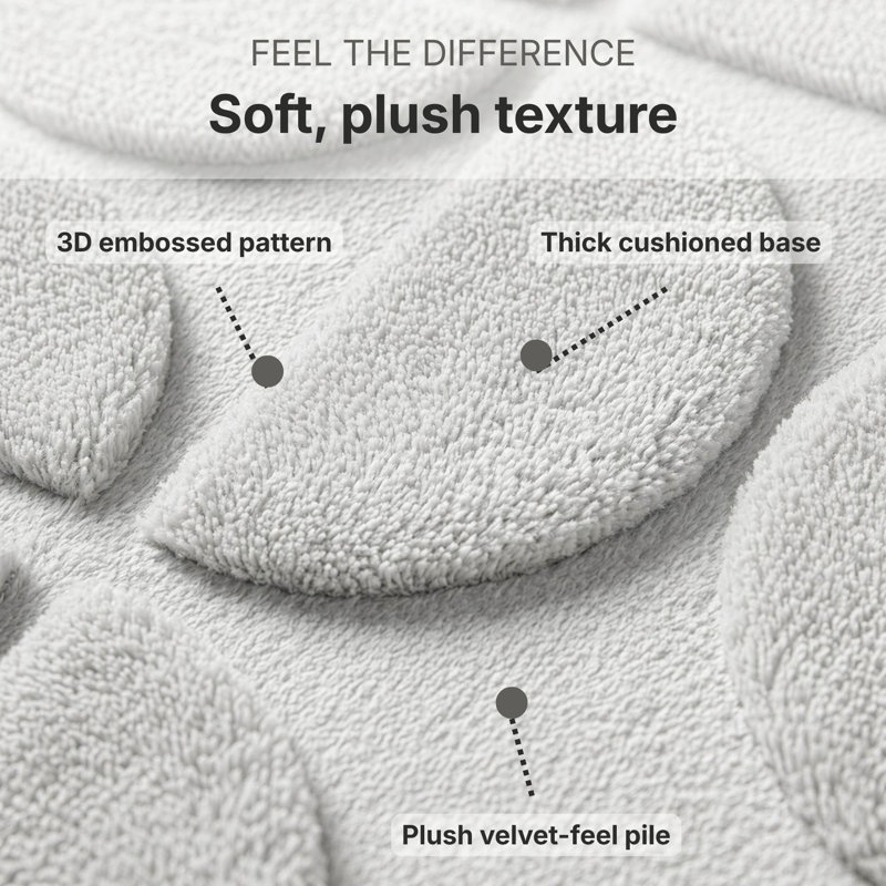 Ensemble de tapis de salle de bain en mousse viscoélastique 3 pièces Demi-Lune, Gris clair
