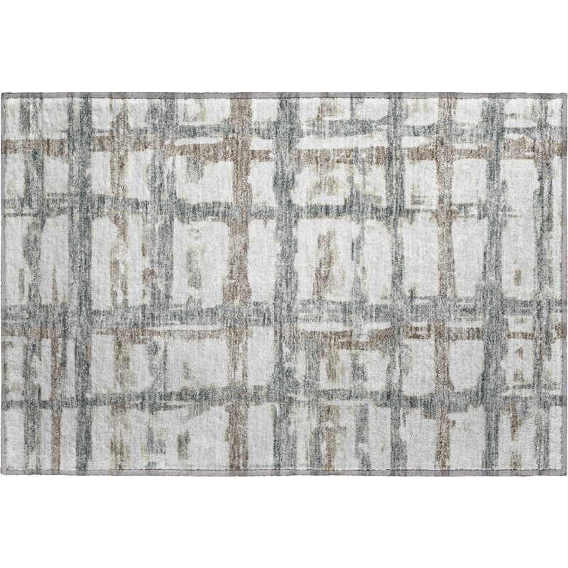 Premium Machine Washable Prisco Silver Rug, Rectangle 1'8" x 2'6"