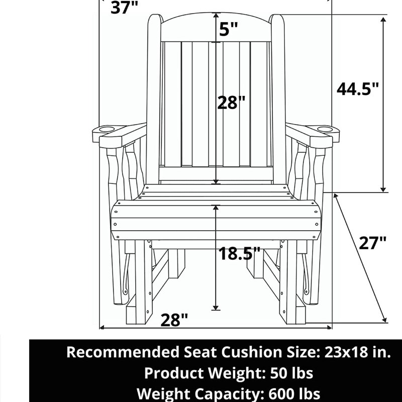 Fauteuil oscillant traité à haut dossier 600 lb, Teinture noire semi-unie