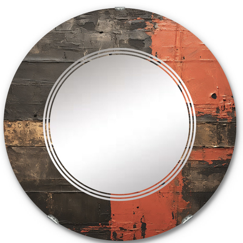 Nusakan - Miroir mural rond moderne, 24 po x 24 po