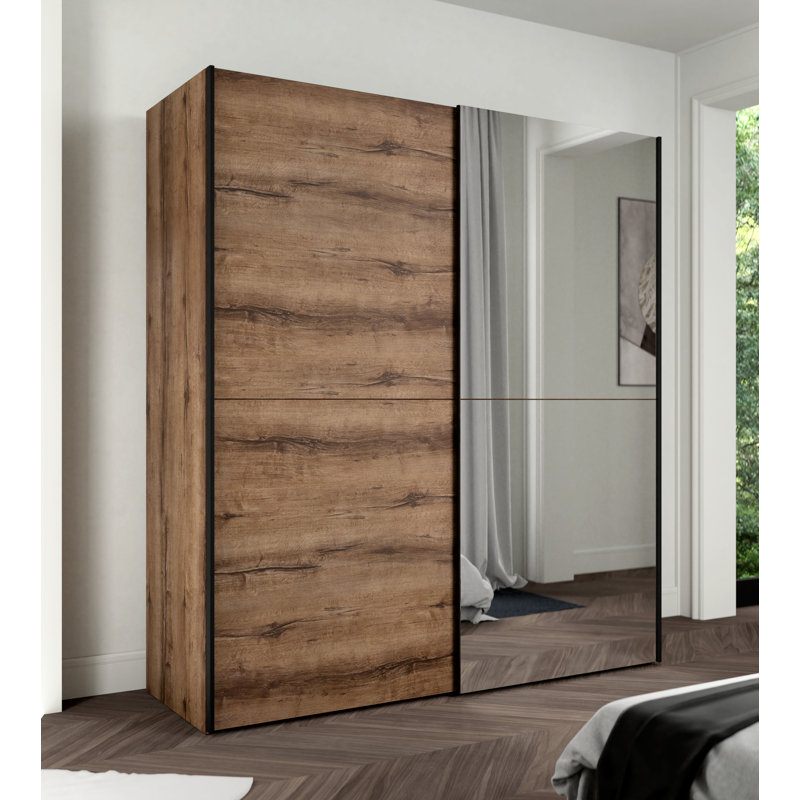 Alfaro 2 Door Manufactured Wood Wardrobe, Muddy Oak