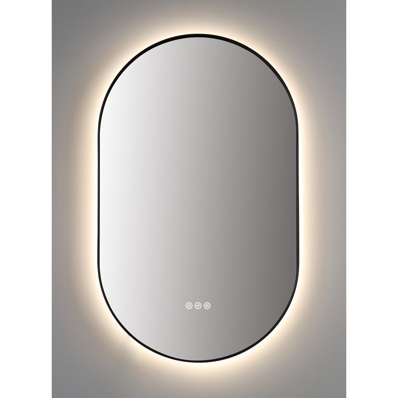 Shell LED Mirror, 35.43" x 21.65", Matte Black, Oval