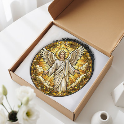 Angel Light Stained Glass Window Panel，7.8H