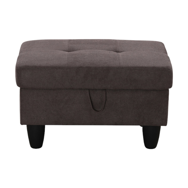 Orella Marlinda 28.5" Wide Upholstered Rectangle Tufted Flip Top Storage Ottoman, Brown Flannel