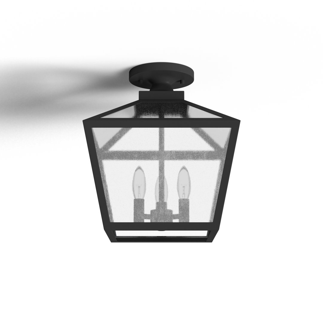 Ricardo Black 12'' W 3 - Bulb Outdoor Flush Mount Birch Lane™