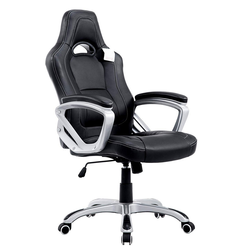 Zipcode Design Oxley Faux Leather Swiveling PC & Racing Game Chair, Black