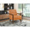 Chaise d'appoint de style moderne avec revêtement en cuir, détails capitonnés et finition noyer pour une décoration intérieure élégante