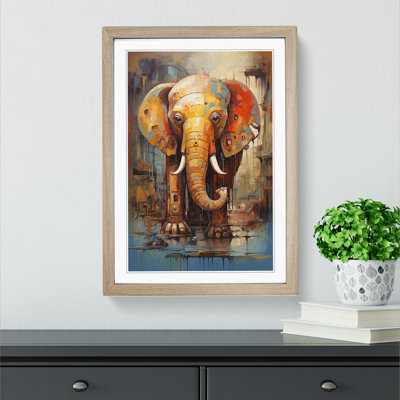 Elephant Modern No.2 - Single Picture Frame Print on Wood