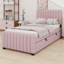 Lit plateforme tapissier avec lit gigogne-477070239