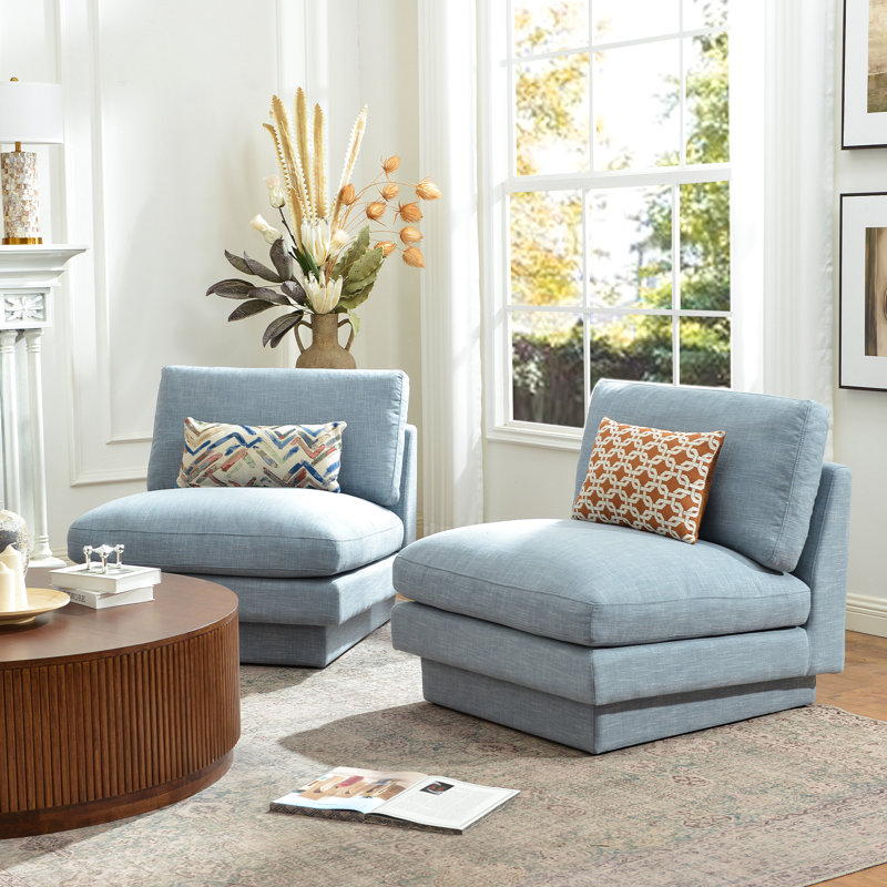 Fauteuil de chambre rembourré 34 po, Blue