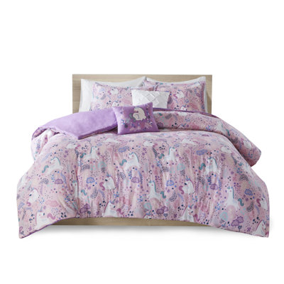 Ensemble de housse de couette licorne en coton Lola