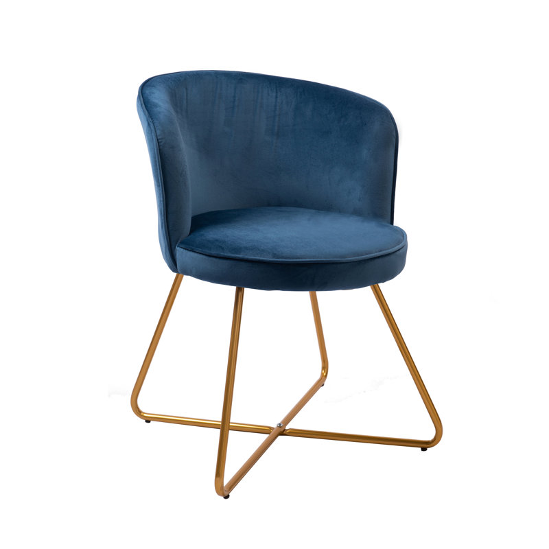18.91'' H Velvet Upholstered Armchair, Blue, 2