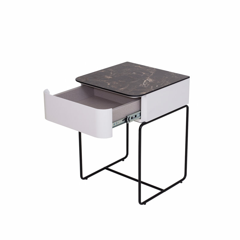 Smithers 40cm W Metal Bedside Table, White