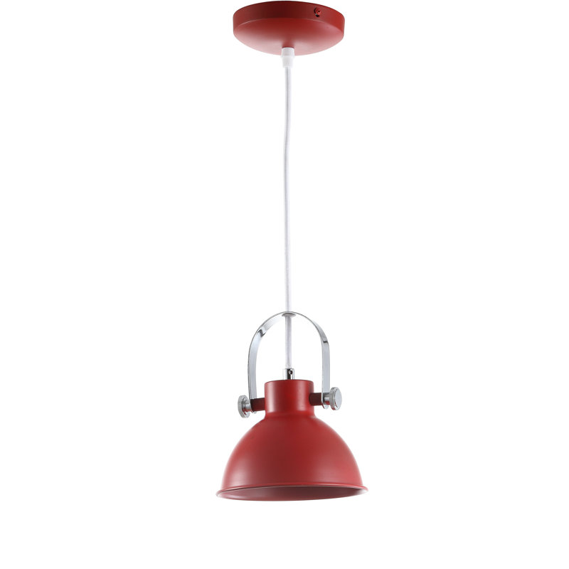 Luminaire suspendu en forme de dôme à 1 lumière Hendry, rouge
