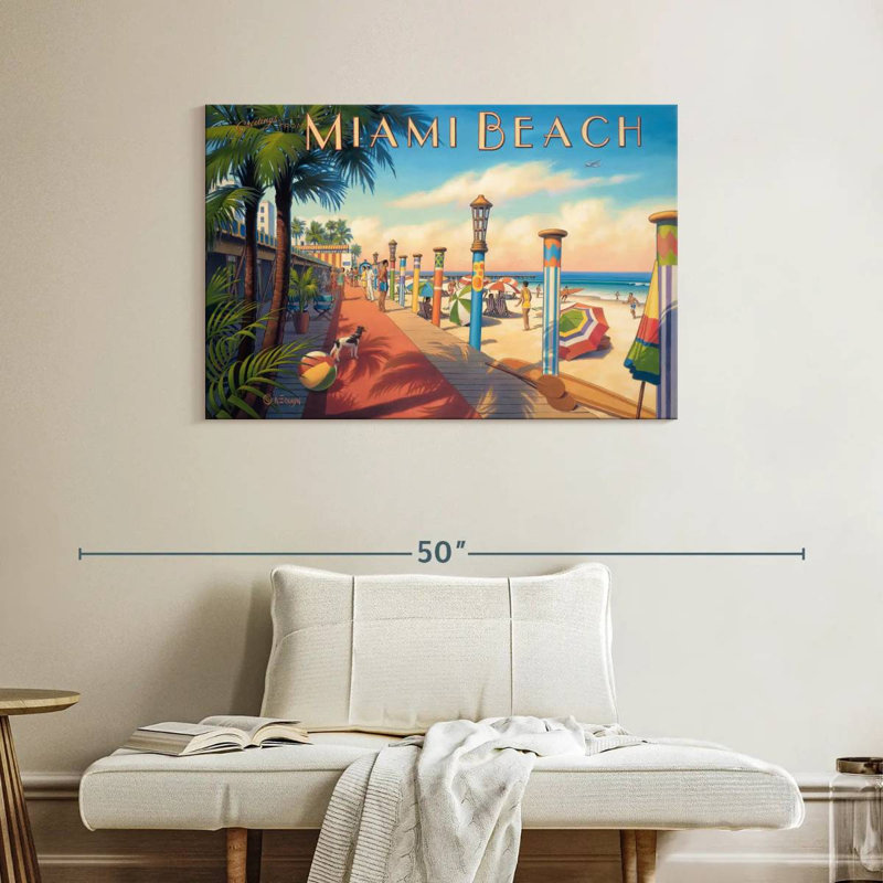 Ravi, salutations de Miami Beach, H 26 po x l 39 po