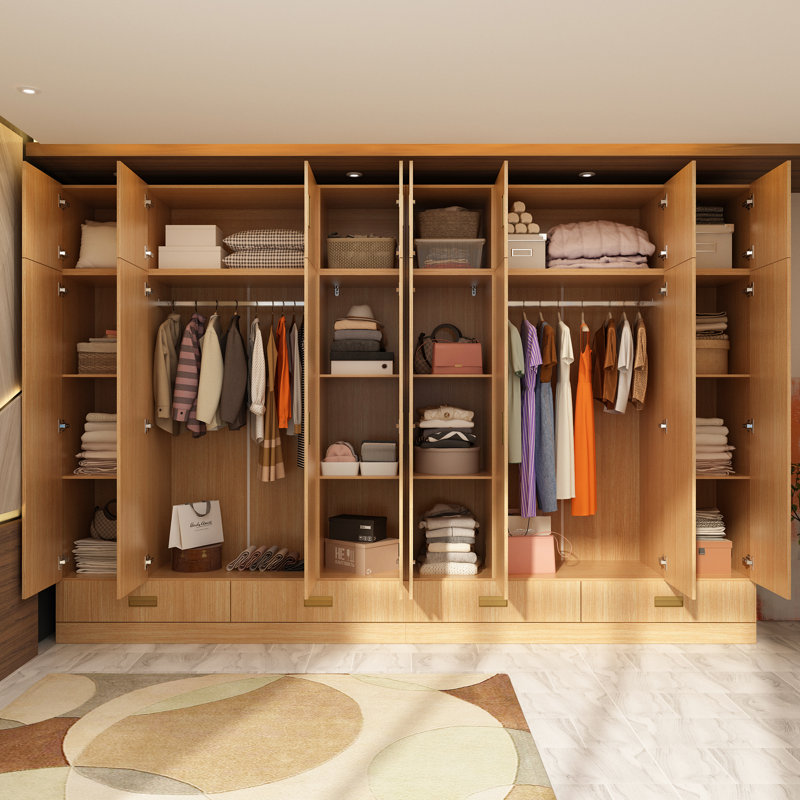 126” Wide Multi-Door Combo Wardrobe With 4 Drawers