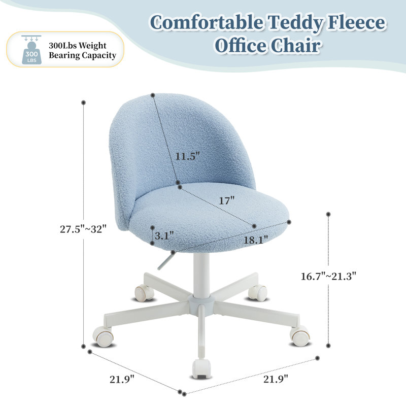 Fauteuil de bureau avec roulettes, Bleu clair