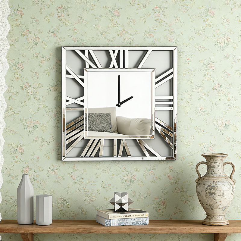 Large Glass Wall Clock, 60cm H x 60cm W x 3.5cm D