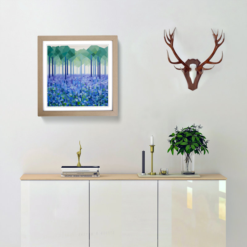 Bluebell Field Suprematism No.1 - Framed Print, Oak