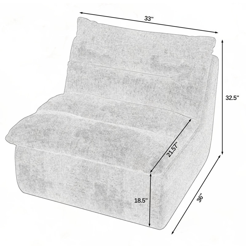 Modern Armless Floor Sofa, Blue