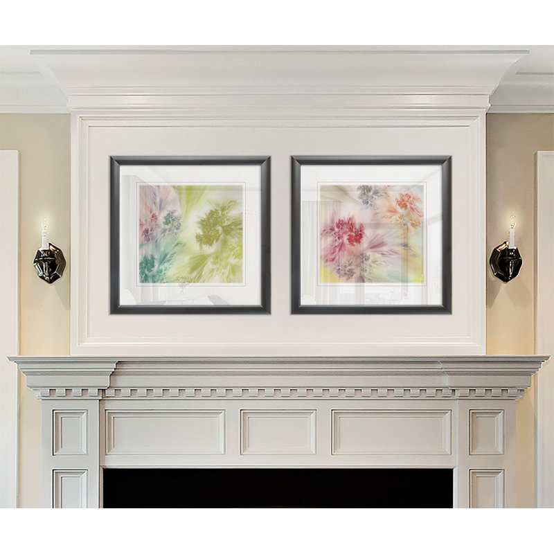 Whisper I - Matted and Framed Under Acrylic Glass, Set of 2, Large Living Room Wall Art, Black Framed